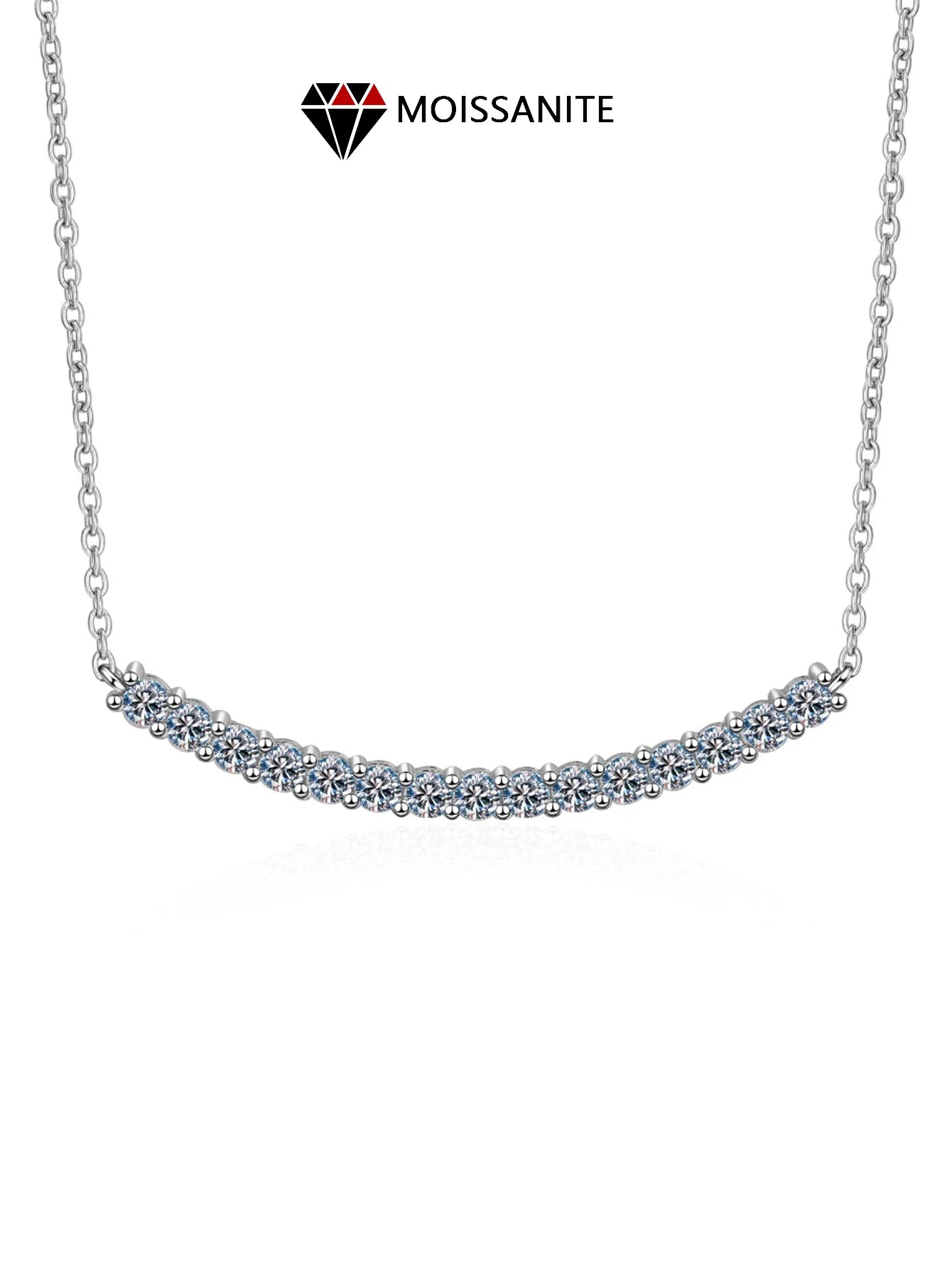 Moissanite Pendant Necklace VVS1 Bar Design Sterling Silver