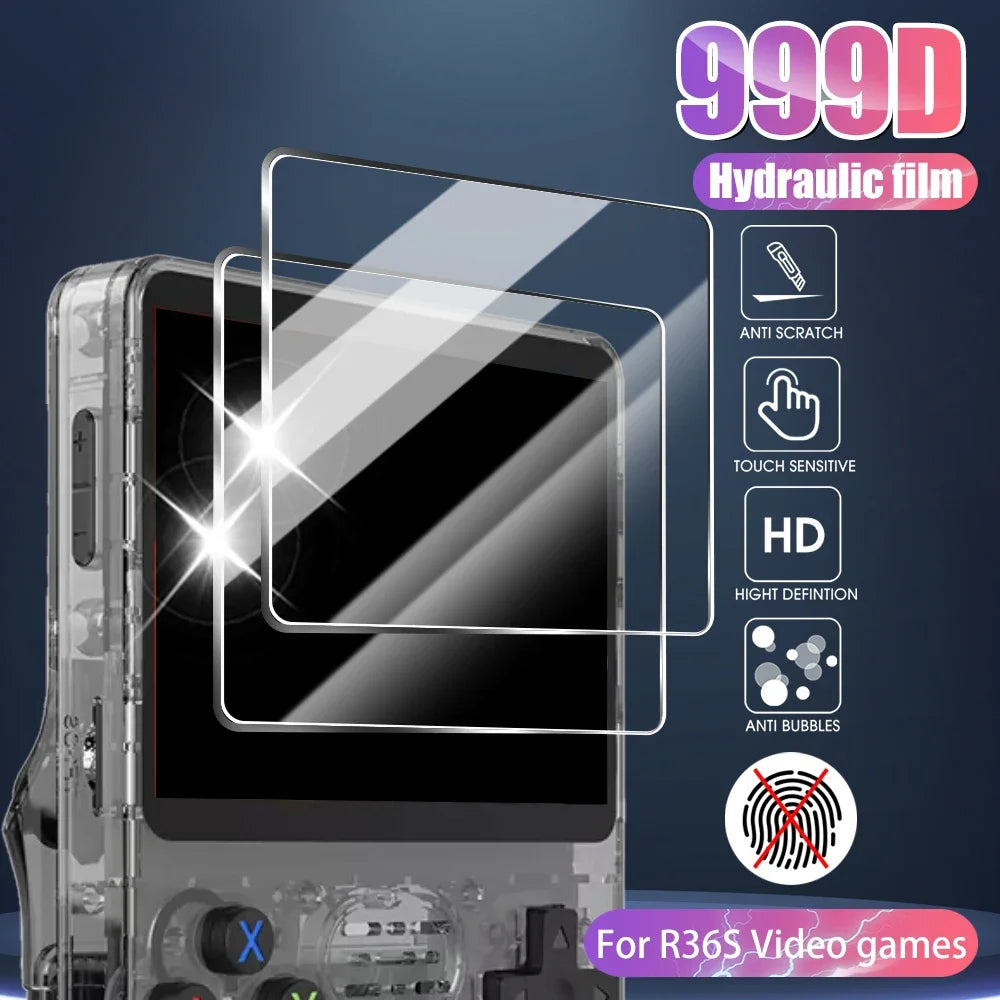 Tempered Glass + EVA Storage Case Set for R36S/R35S | Console Screen Protector & Carry Bag Accessories Kit