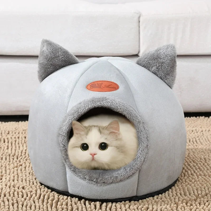 Cozy Cat & Small Dog Bed – Deep Sleep Winter Cave Tent | Soft Indoor Pet House Nest for Cats & Puppies
