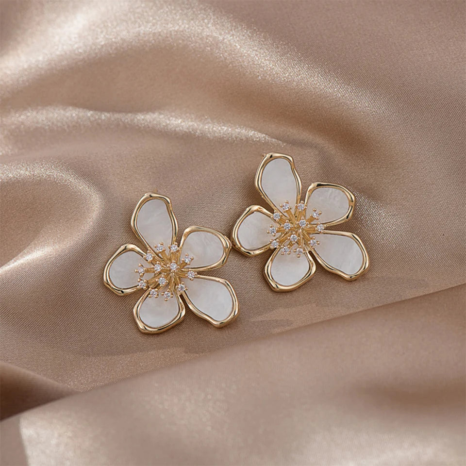 ZAKOL Flower Earrings – Korean Fashion Crystal Zircon Party Accessories for Women