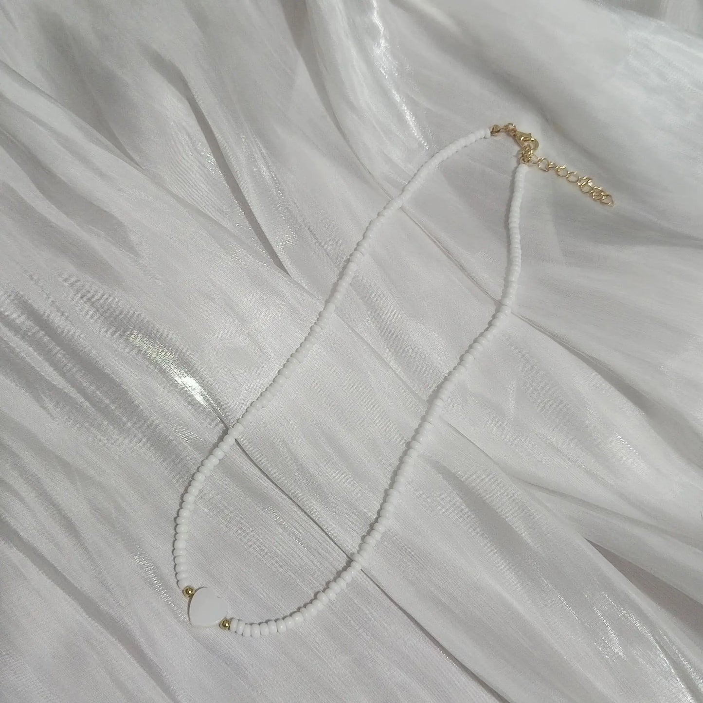 Handmade Natural Shell Heart Bead Necklace – Personalized Simple Fashion Jewelry