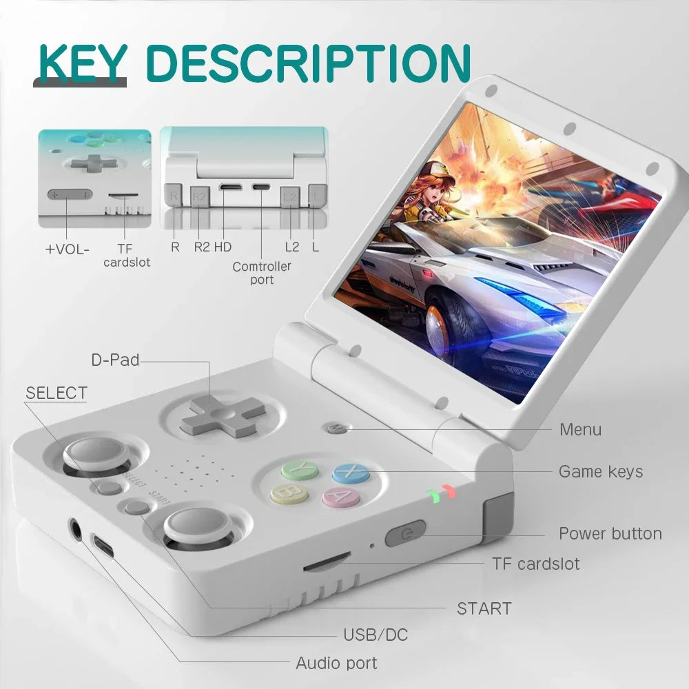 MIYOO Flip V2 Handheld Game Console – 3.5'' IPS Screen, Linux System, Onion OS, Free Storage Bag | Ultimate Retro Gaming Gift