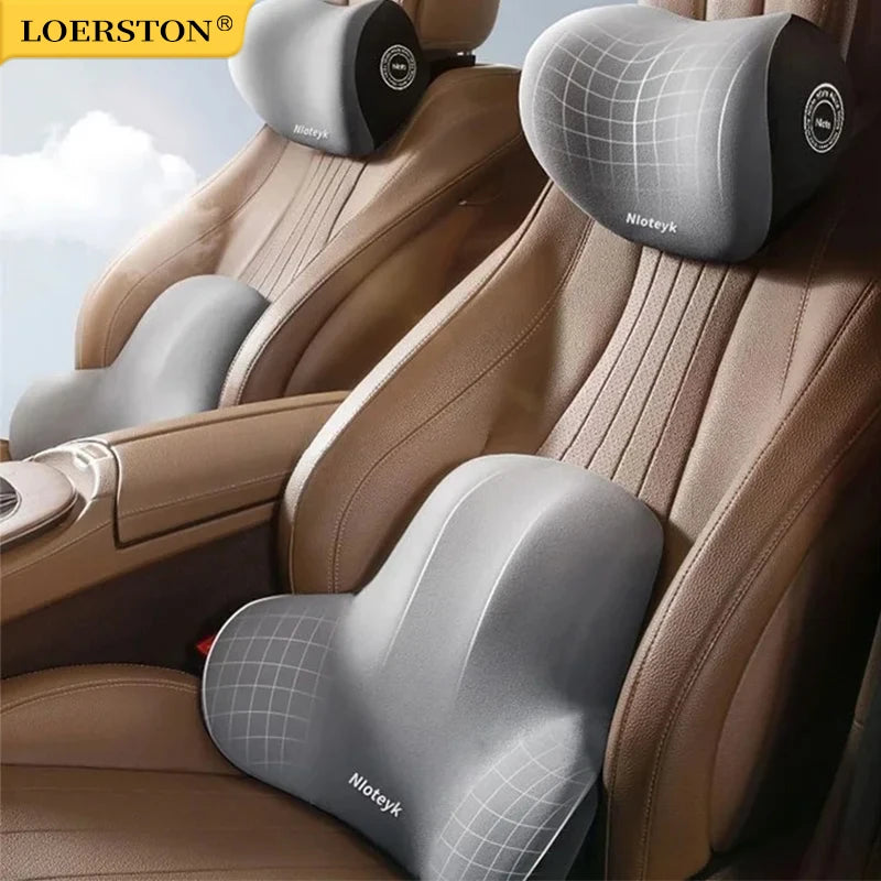 Memory Foam Car Neck Cushion & Lumbar Support Pillow – Universal Car Seat Comfort Accessories