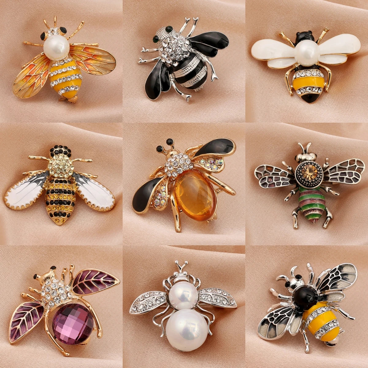 Women’s Fashion Pearl & Crystal Bee Brooch Pin – Trendy Personalized Jewelry Gift (Multiple Variants)