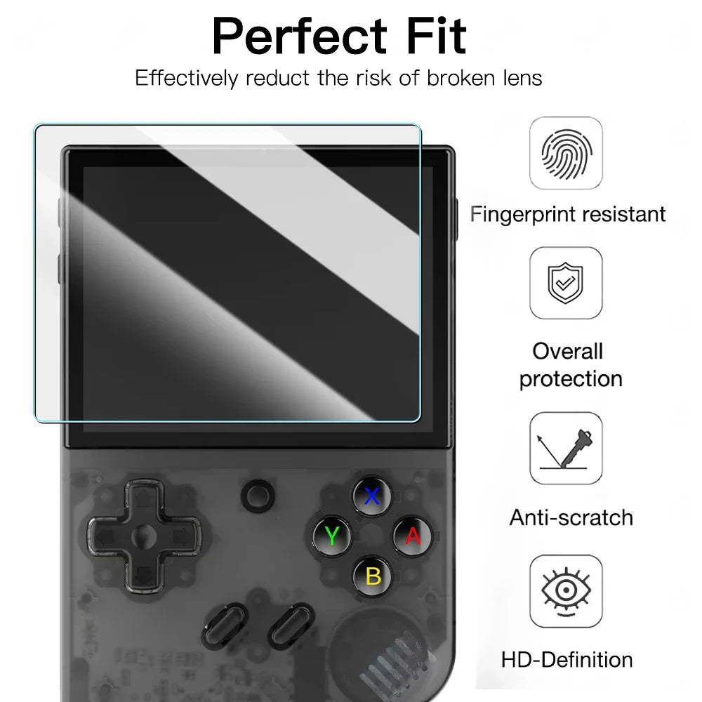 Tempered Glass + EVA Storage Case Set for R36S/R35S | Console Screen Protector & Carry Bag Accessories Kit