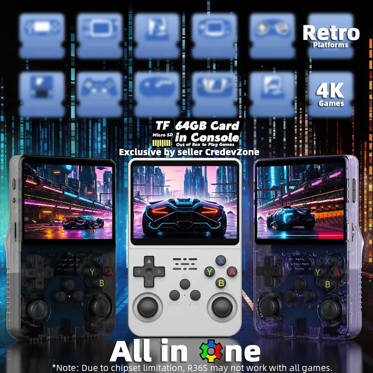 R36S Retro Handheld Game Console – 3.5” IPS Screen, 20,000+ Classic Games, ArkOS 2.0, Portable Video Player (64GB/128GB)