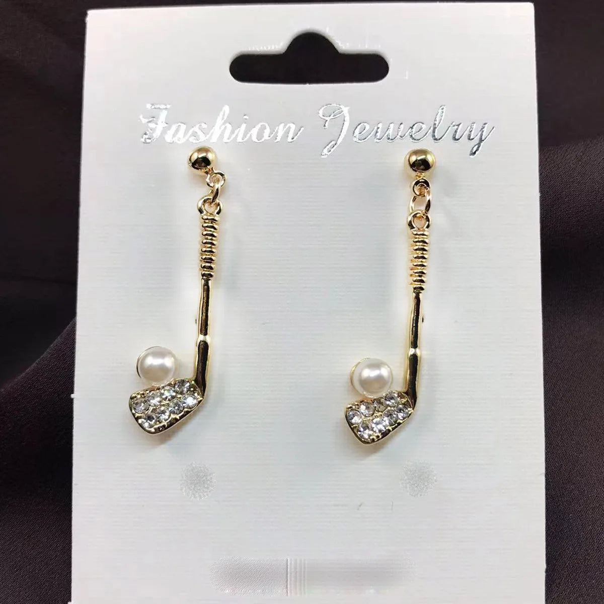 Gold-Plated Golf Ball Earrings for Women – Sparkling Rhinestone Sports Jewelry Gift