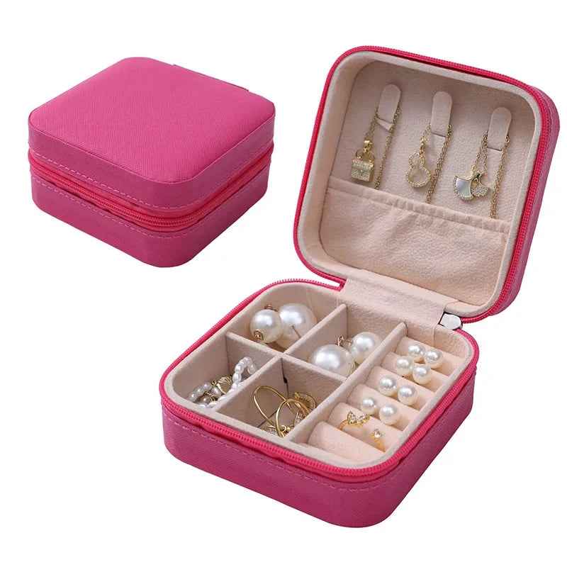 Square Mini Jewelry Storage Box – Portable Ring & Earring Organizer (8 Colors)