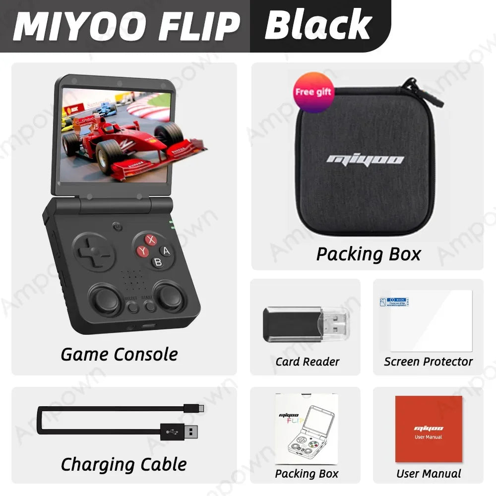 MIYOO Flip V2 Handheld Game Console – 3.5'' IPS Screen, Linux System, Onion OS, Free Storage Bag | Ultimate Retro Gaming Gift