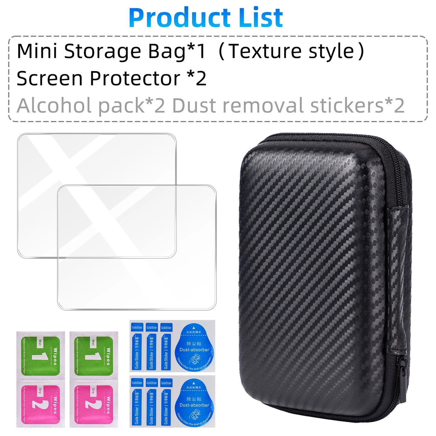 Tempered Glass + EVA Storage Case Set for R36S/R35S | Console Screen Protector & Carry Bag Accessories Kit
