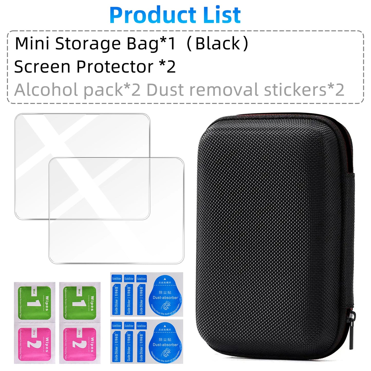 Tempered Glass + EVA Storage Case Set for R36S/R35S | Console Screen Protector & Carry Bag Accessories Kit