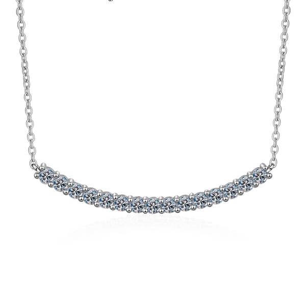 Moissanite Pendant Necklace VVS1 Bar Design Sterling Silver