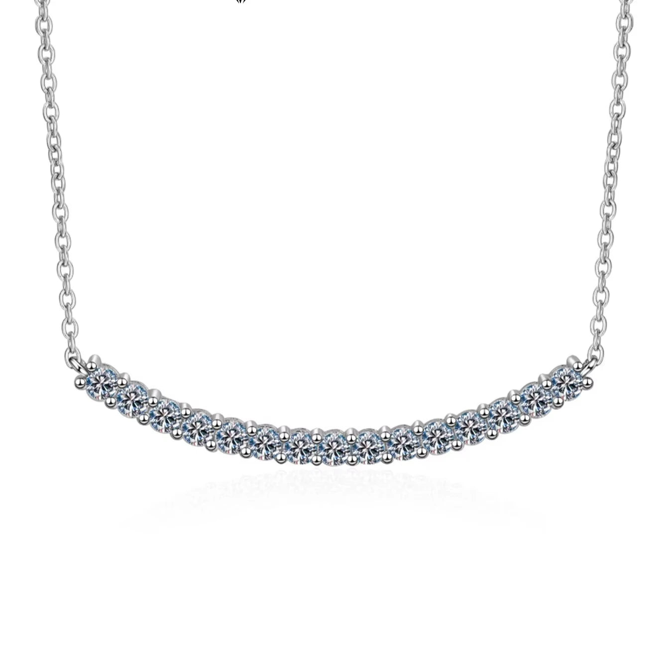 Moissanite Pendant Necklace VVS1 Bar Design Sterling Silver