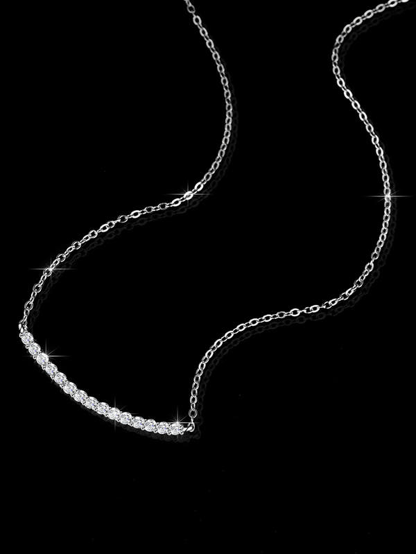 Moissanite Pendant Necklace VVS1 Bar Design Sterling Silver