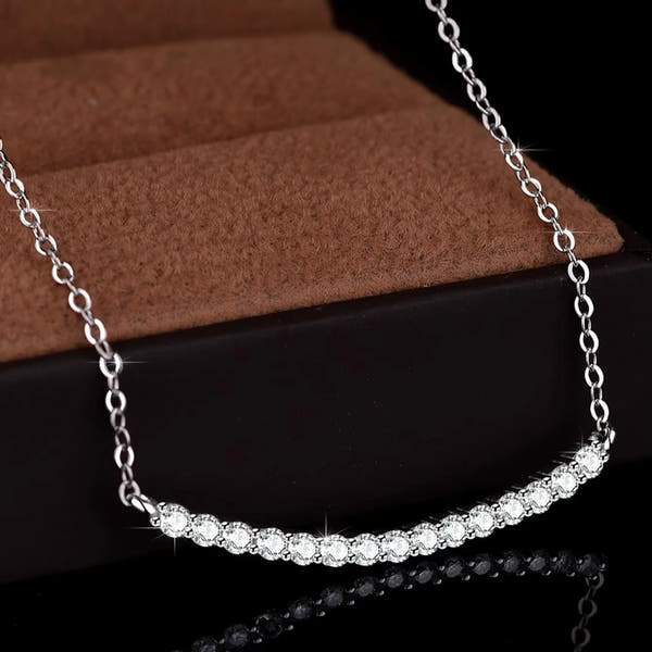 Moissanite Pendant Necklace VVS1 Bar Design Sterling Silver
