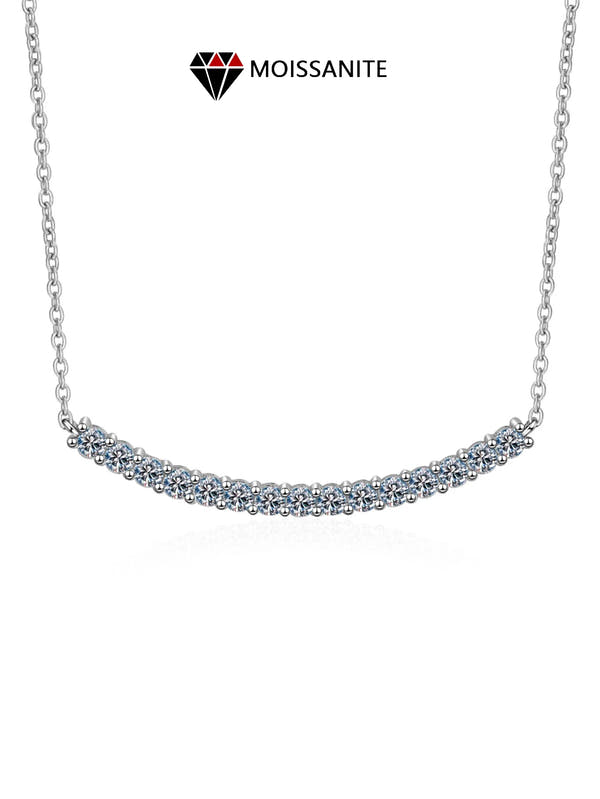 Moissanite Pendant Necklace VVS1 Bar Design Sterling Silver