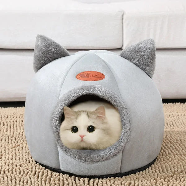 Cozy Cat & Small Dog Bed – Deep Sleep Winter Cave Tent | Soft Indoor Pet House Nest for Cats & Puppies