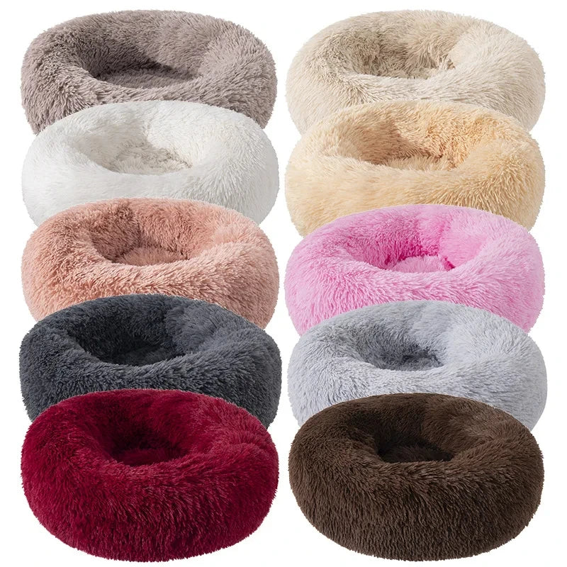 Super Soft Plush Donut Cat Bed Washable Calming Pet Bed