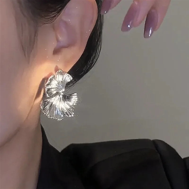 Ginkgo Leaf Statement Earrings Gold Or Silver Plant Design