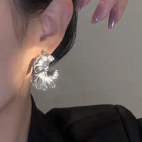 Ginkgo Leaf Statement Earrings Gold Or Silver Plant Design