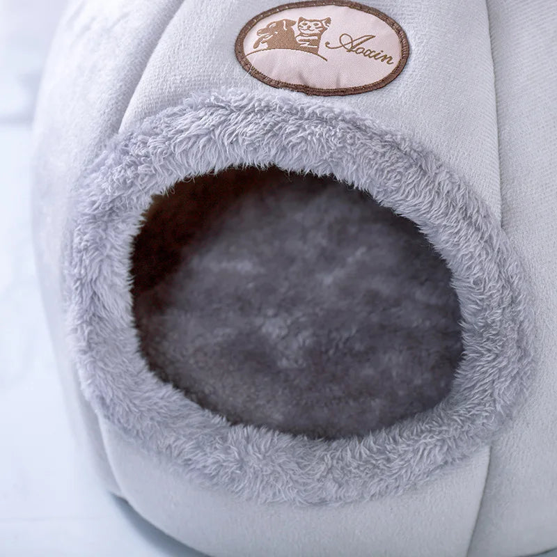 Cozy Cat & Small Dog Bed – Deep Sleep Winter Cave Tent | Soft Indoor Pet House Nest for Cats & Puppies