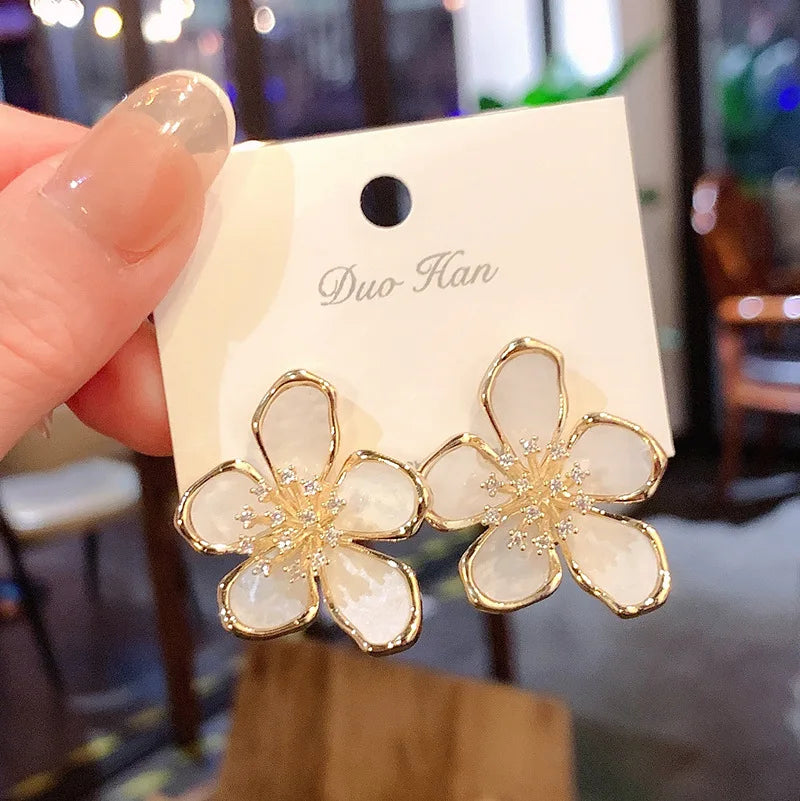ZAKOL Flower Earrings – Korean Fashion Crystal Zircon Party Accessories for Women