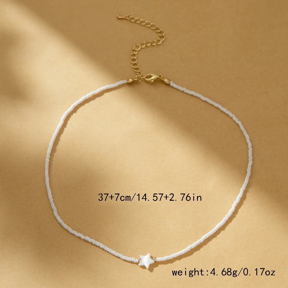 Handmade Natural Shell Heart Bead Necklace – Personalized Simple Fashion Jewelry