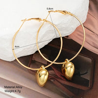 2024 Heart Pendant Hoop Earrings – Fashion Big Circle Drop Earrings for Women (Gold & Silver Variants)