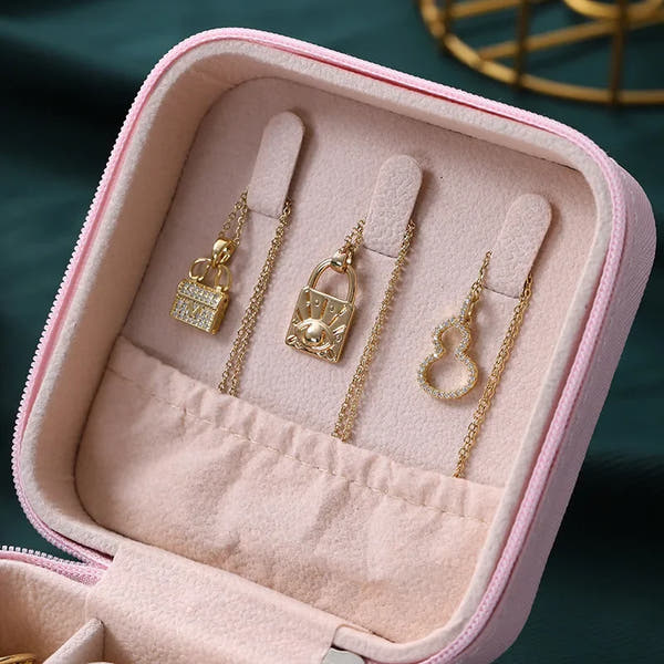 Compact Square Mini Jewelry Box Ring and Earring Organizer