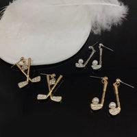 Gold-Plated Golf Ball Earrings for Women – Sparkling Rhinestone Sports Jewelry Gift