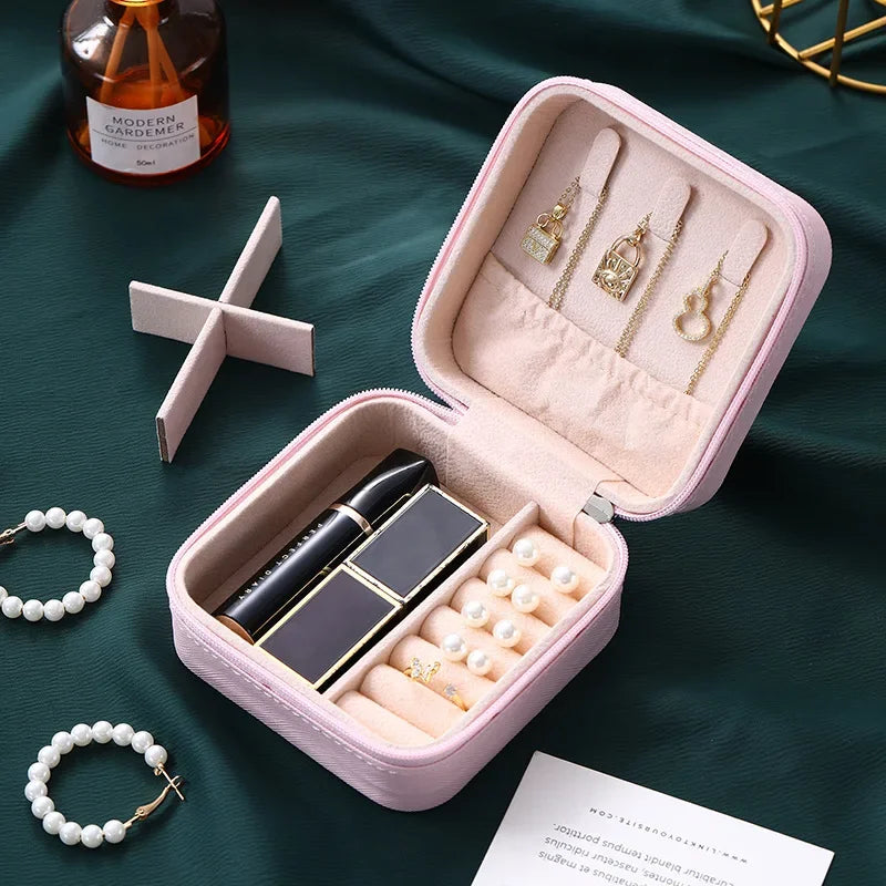 Compact Square Mini Jewelry Box Ring and Earring Organizer