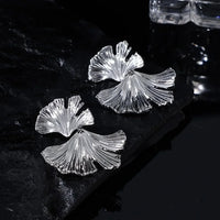 Ginkgo Leaf Statement Earrings Gold Or Silver Plant Design