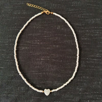 Handmade Natural Shell Heart Bead Necklace – Personalized Simple Fashion Jewelry