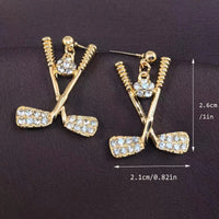 Gold-Plated Golf Ball Earrings for Women – Sparkling Rhinestone Sports Jewelry Gift