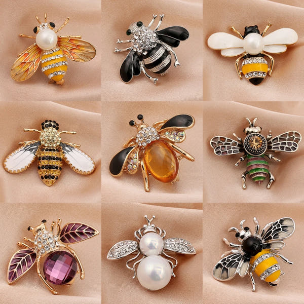 Women’s Fashion Pearl & Crystal Bee Brooch Pin – Trendy Personalized Jewelry Gift (Multiple Variants)