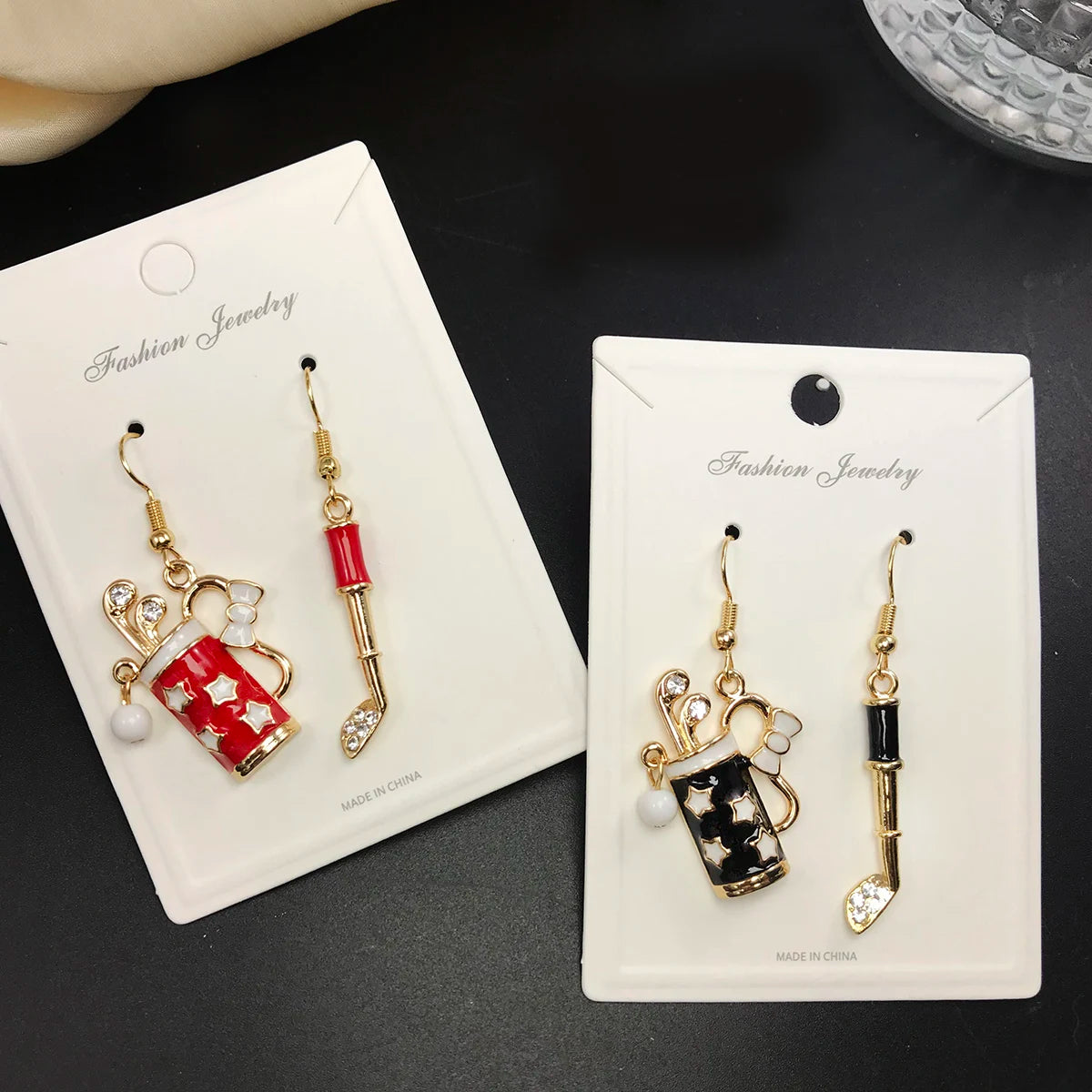 Gold-Plated Golf Ball Earrings for Women – Sparkling Rhinestone Sports Jewelry Gift