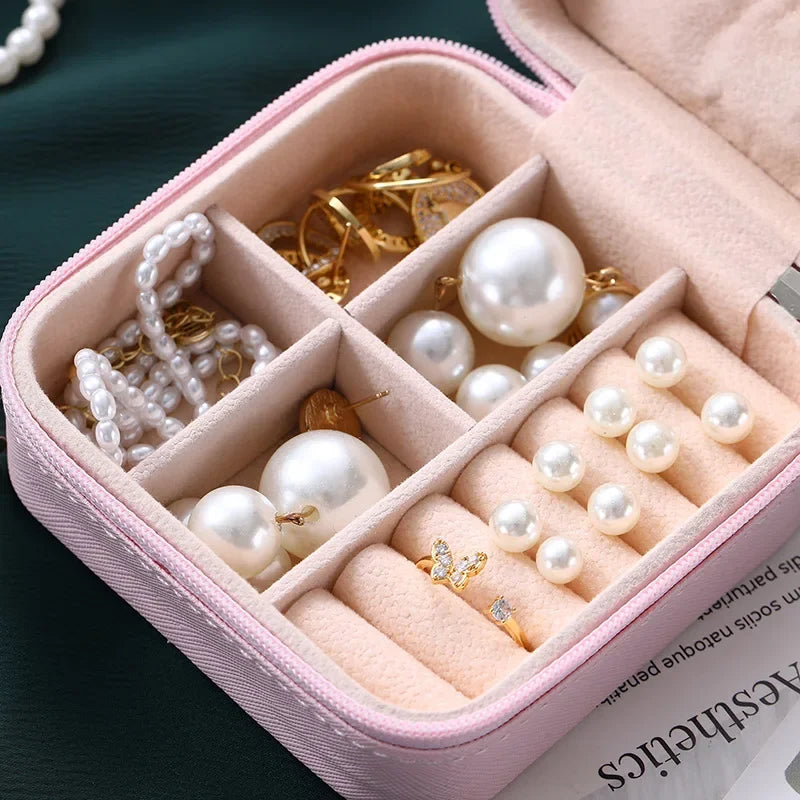 Compact Square Mini Jewelry Box Ring and Earring Organizer