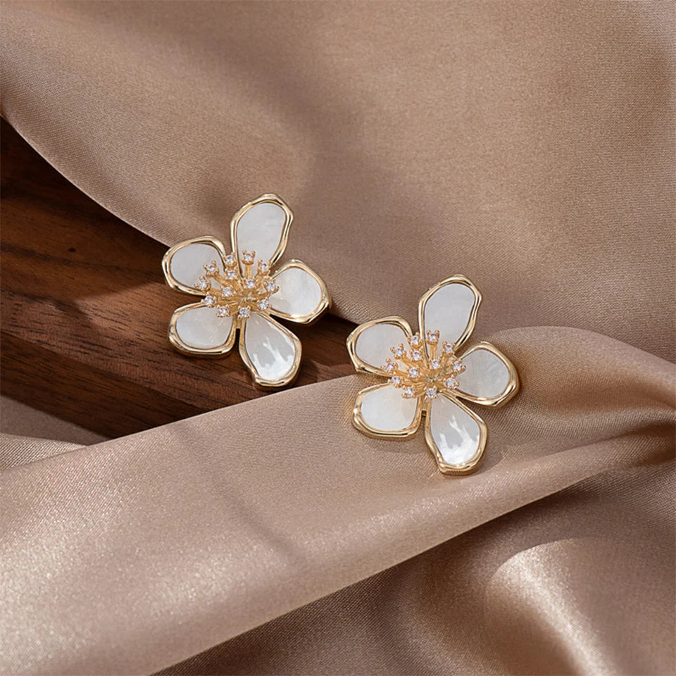ZAKOL Flower Earrings – Korean Fashion Crystal Zircon Party Accessories for Women