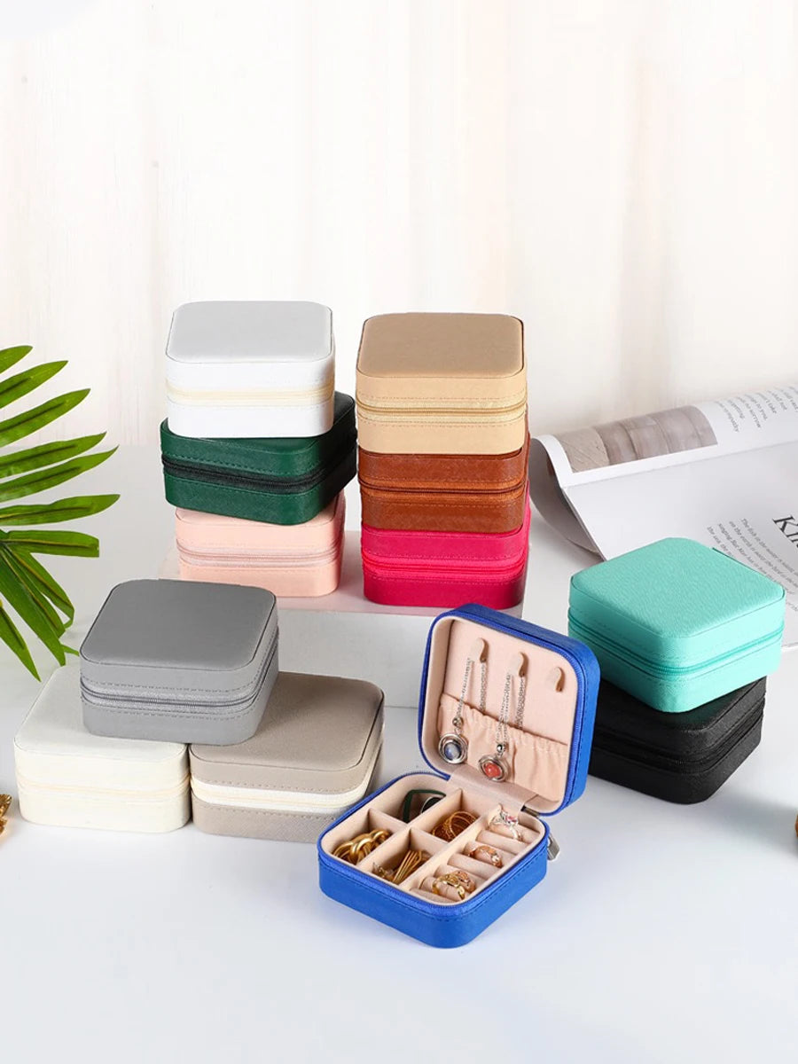 PU Leather Jewelry Mini Storage Box – Travel & Home Organizer for Rings, Earrings, Bracelets & Necklaces