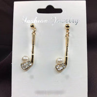 Gold-Plated Golf Ball Earrings for Women – Sparkling Rhinestone Sports Jewelry Gift