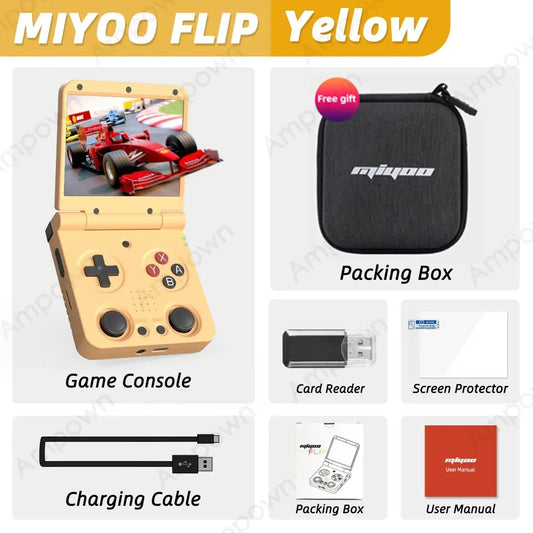 MIYOO Flip V2 Handheld Game Console – 3.5'' IPS Screen, Linux System, Onion OS, Free Storage Bag | Ultimate Retro Gaming Gift