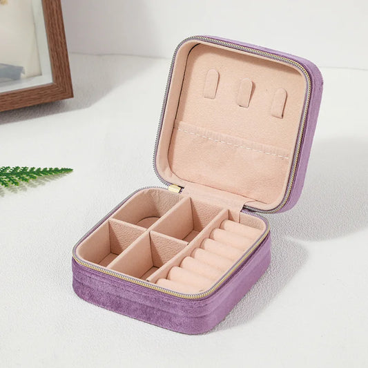Velvet Jewelry Storage Box – Portable Travel Organizer for Rings, Earrings & Necklaces (8 Colors)