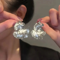 Ginkgo Leaf Statement Earrings Gold Or Silver Plant Design