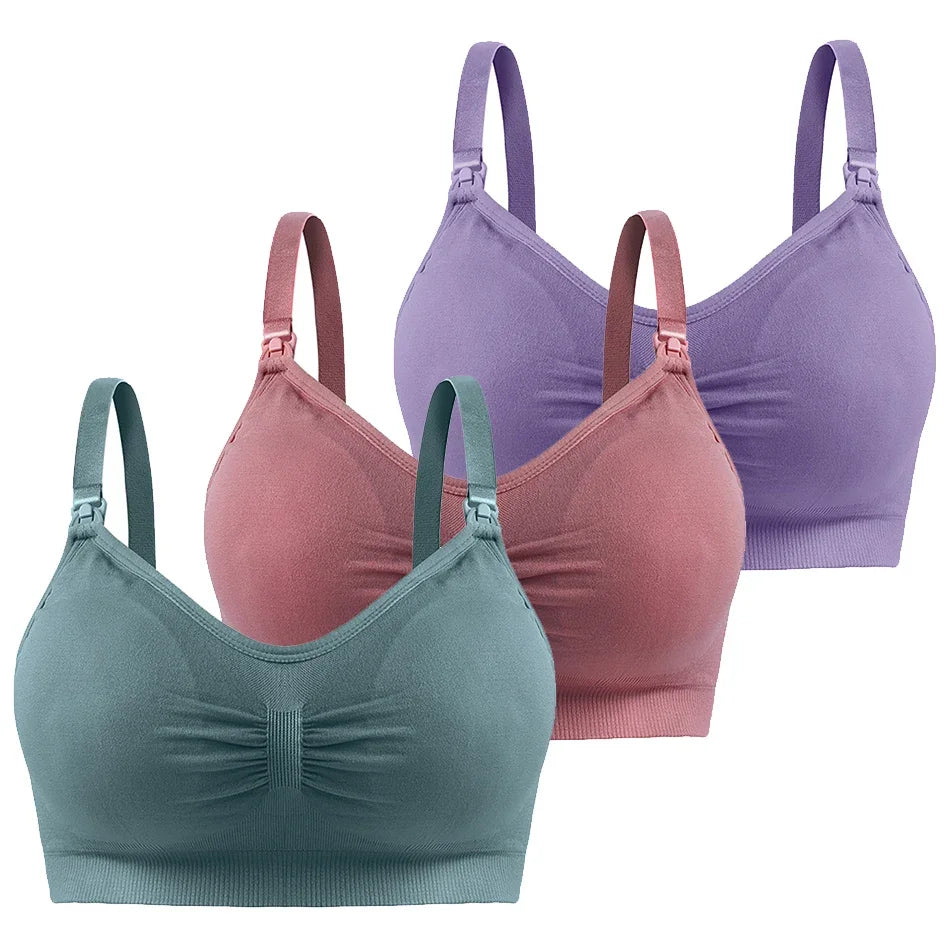 Breathable Maternity Nursing Bras 3 Pack Wireless Seamless