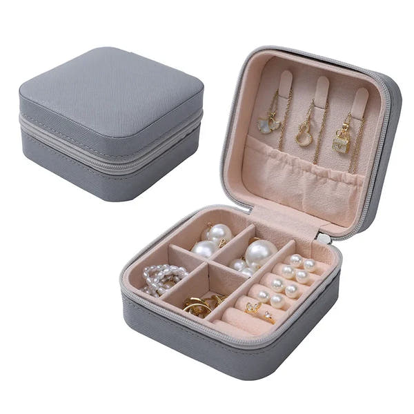 Compact Square Mini Jewelry Box Ring and Earring Organizer