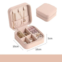 Portable Mini Jewelry Storage Box – Travel Leather Organizer for Earrings, Rings & Necklaces (4 Colors)