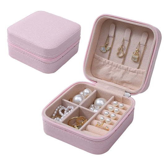 Simple Portable Jewelry Storage Box – Travel Organizer for Rings, Earrings & Necklaces (3 Colors)