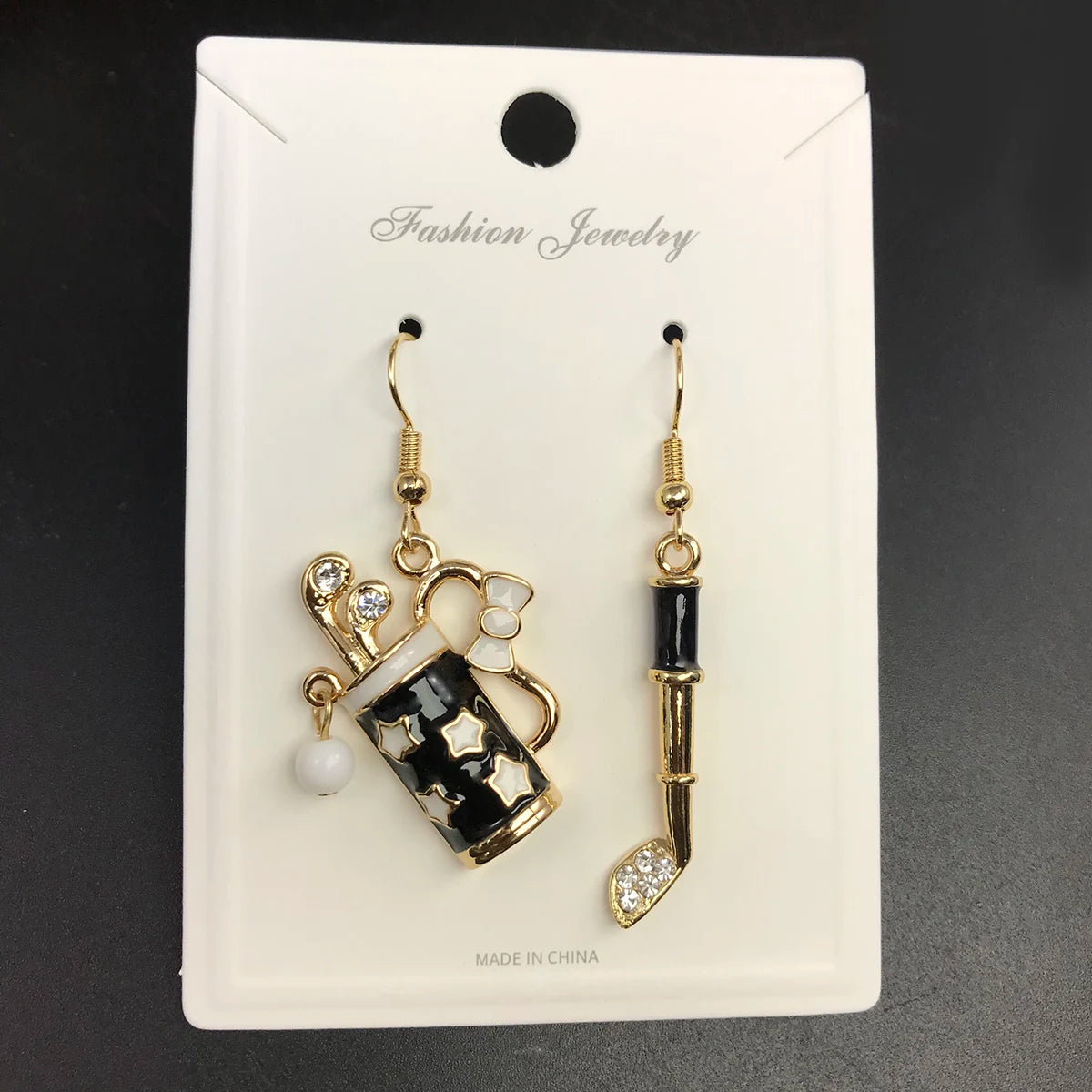 Gold-Plated Golf Ball Earrings for Women – Sparkling Rhinestone Sports Jewelry Gift