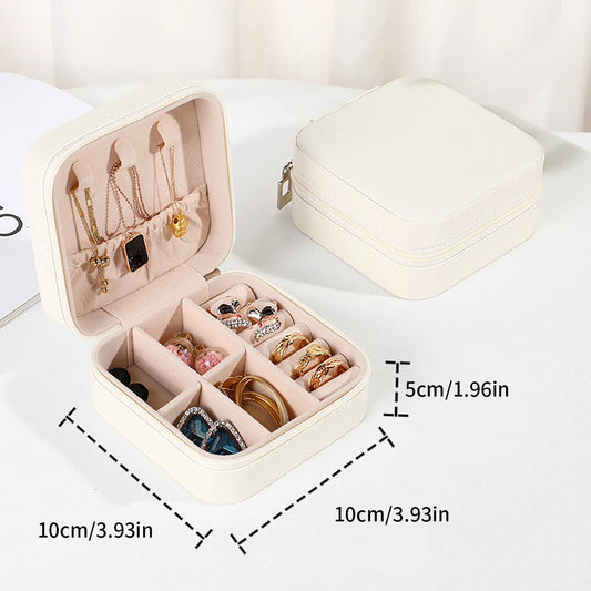 PU Leather Jewelry Mini Storage Box – Travel & Home Organizer for Rings, Earrings, Bracelets & Necklaces
