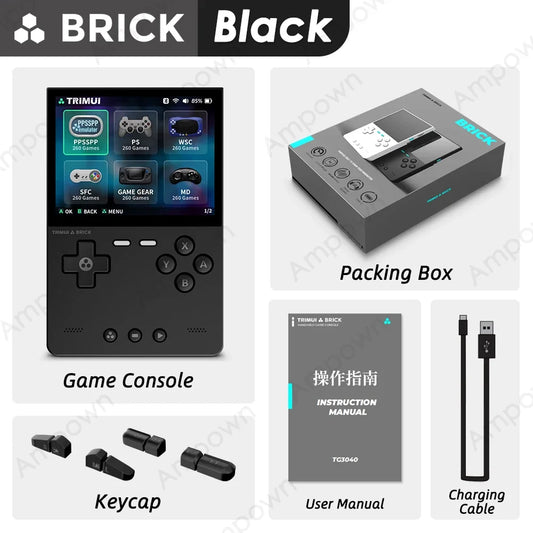 TRIMUI BRICK Handheld Game Console – 3.2'' IPS Screen, Metal Back Panel, LED Key Lighting, Linux System Retro Gaming Gift